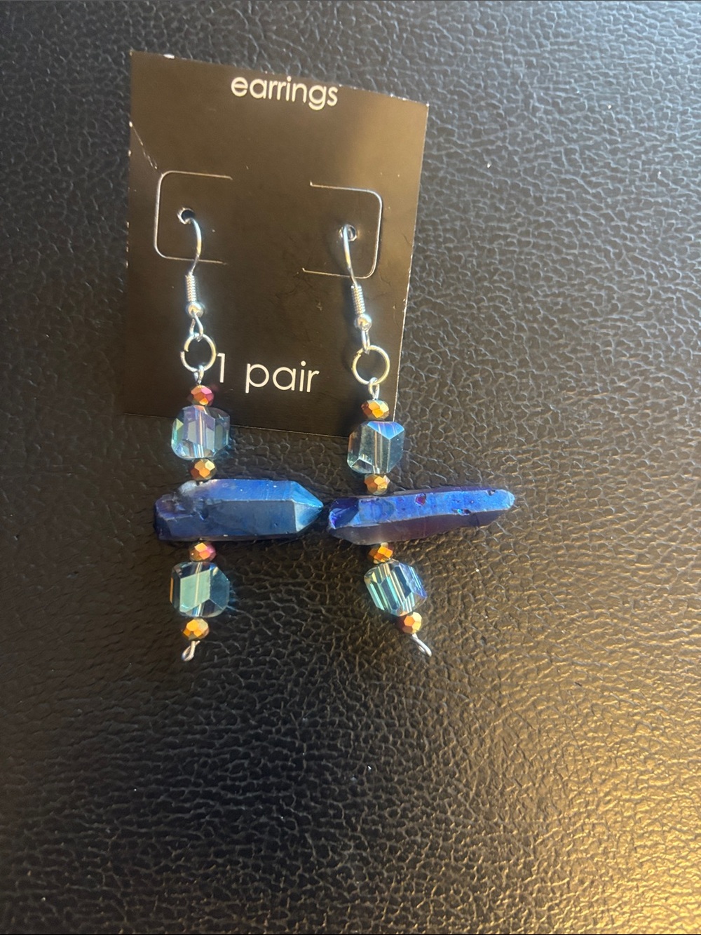 Iridescent Blue Crystal Dangle Earrings - Women's Jewelry